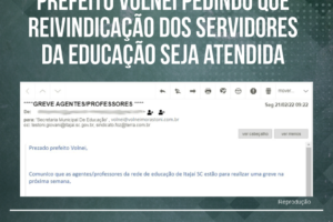 Mãe de aluno envia e-mail ao prefeito Volnei pedindo que reivindicação dos servidores da Educação seja atendida
