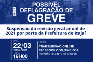 É HOJE: Continuidade de Assembleia Geral de Itajaí para possível deflagração de greve