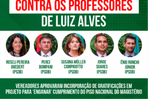 Vereadores votam contra os professores e aprovam incorporação de gratificações em Luiz Alves
