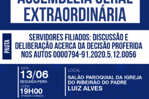 Assembleia Geral Extraordinária para os servidores filiados ao Sindifoz