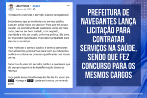 Prefeitura de Navegantes lança licitação para contratar serviços na saúde, sendo que fez concurso para os mesmos cargos