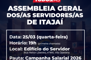 Assembleia Geral em Itajaí nesta quarta-feira