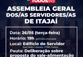 Assembleia Geral em Itajaí nesta terça-feira (26/05)