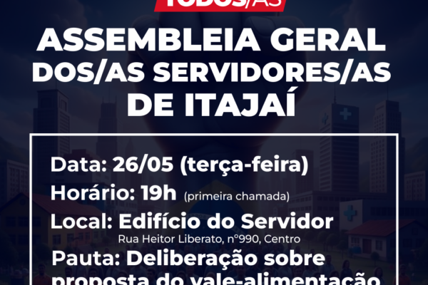 Assembleia Geral em Itajaí nesta terça-feira (26/05)