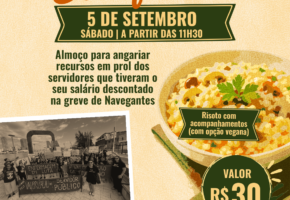 Convites à venda para almoço beneficente em Navegantes