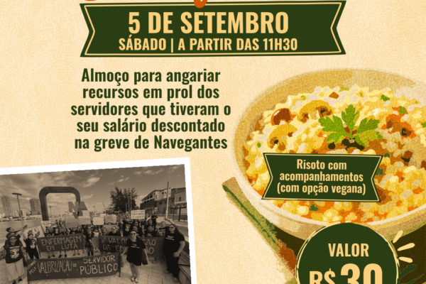 Convites à venda para almoço beneficente em Navegantes